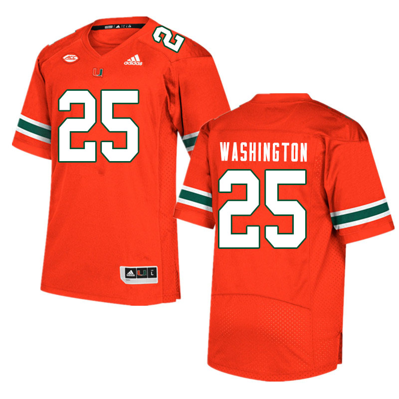 Men #25 Keshawn Washington Miami Hurricanes College Football Jerseys Sale-Orange